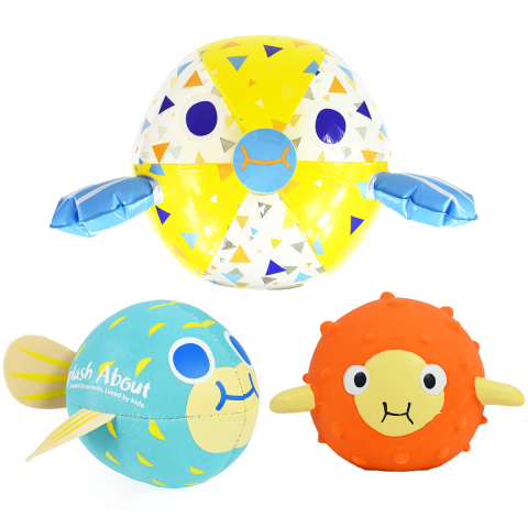 Pufferfish Beach Ball, Pool Toy and Neoprene Ball Bundle