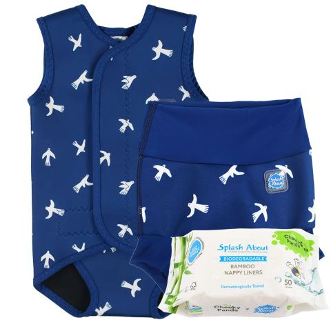 White Birds Baby Wrap, Happy Nappy Duo and Liners Bundle