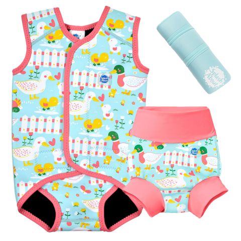 Little Ducks Baby Wrap, Happy Nappy and Changing Mat Bundle