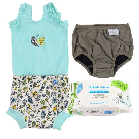 Fallen Leaves Happy Nappy Costume, Silver Lining Nappy Wrap and Liners Bundle