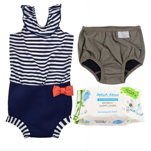 Nautical Happy Nappy Costume, Silver Lining Nappy Wrap and Liners Bundle