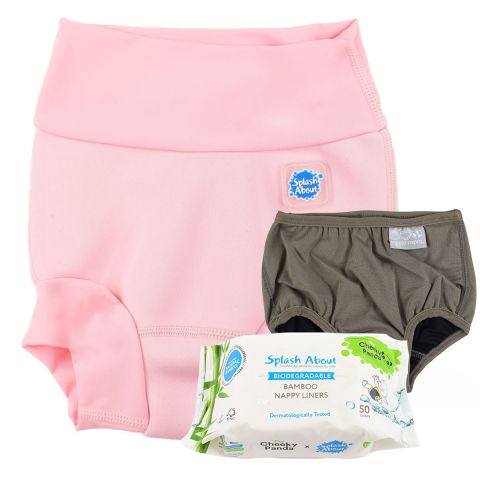 Almond Blossom Happy Nappy, Silver Lining Nappy Wrap and Liners Bundle