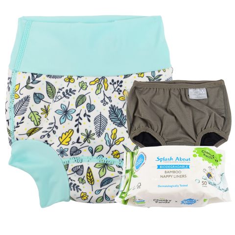 Fallen Leaves Happy Nappy, Silver Lining Nappy Wrap and Liners Bundle