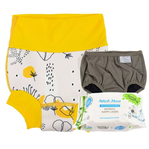 Flower Meadow Happy Nappy, Silver Lining Nappy Wrap and Liners Bundle