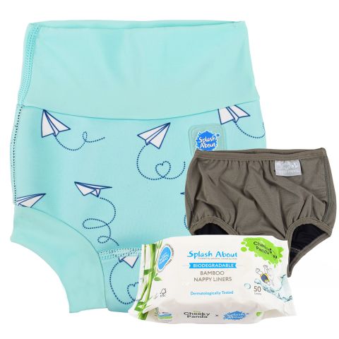 Paper Planes Happy Nappy, Silver Lining Nappy Wrap and Liners Bundle