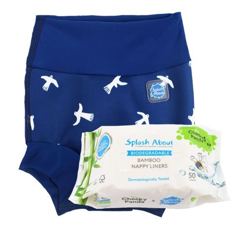 White Birds Happy Nappy Duo and Liners Bundle