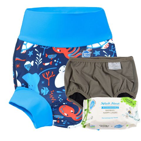 Under The Sea Happy Nappy, Silver Lining Nappy Wrap and Liners