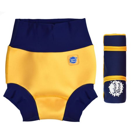Yellow Navy Happy Nappy and  Navy Changing Mat Bundle
