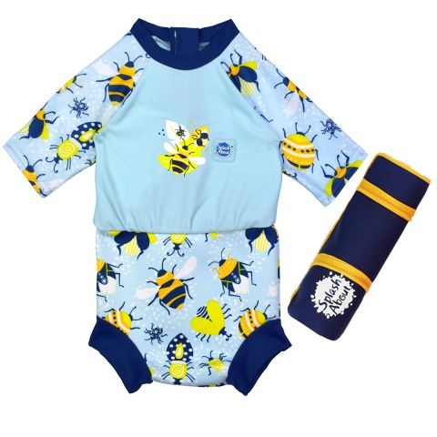 Happy Nappy Sunsuits Bugs Life & Navy Yellow Changing Mat