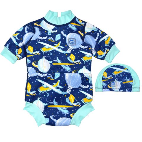 Up in the Air Happy Nappy Wetsuit and Swim Hat Bundle