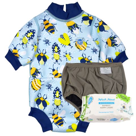Happy Nappy Wetsuit Bugs Life, Silver Lining Nappy & Nappy Liners