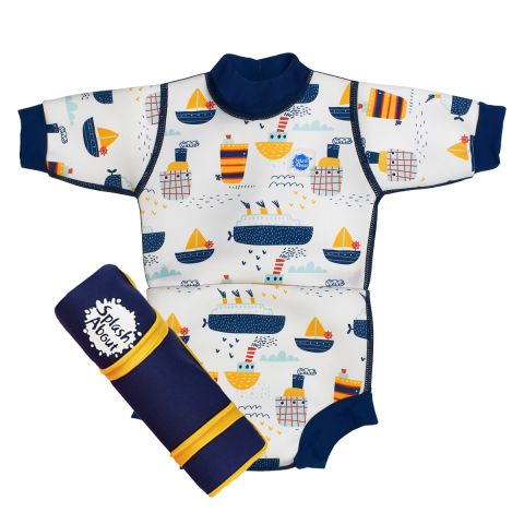 Tug Boats Happy Nappy Wetsuit and Navy/Yellow Changing Mat