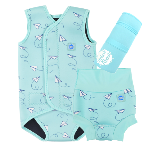 Paper Planes Baby Wrap, Happy Nappy & Changing Mat Bundle