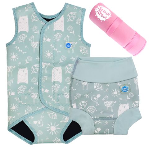Sunny Bear Baby Wrap, Happy Nappy and Changing Mat Bundle