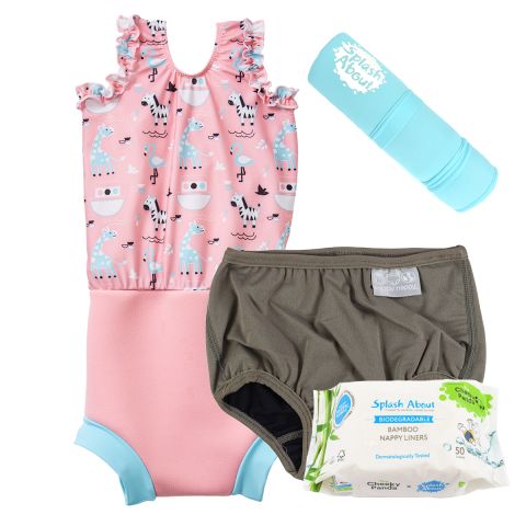 Happy Nappy Costume Nina's Ark, Blue Changing Mat, Silver Lining Nappy and Liners Bundle