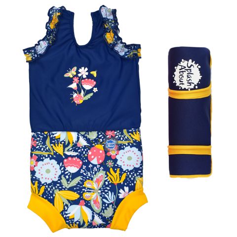 Happy Nappy Costume Garden Delight and Navy Yellow Changing Mat Bundle