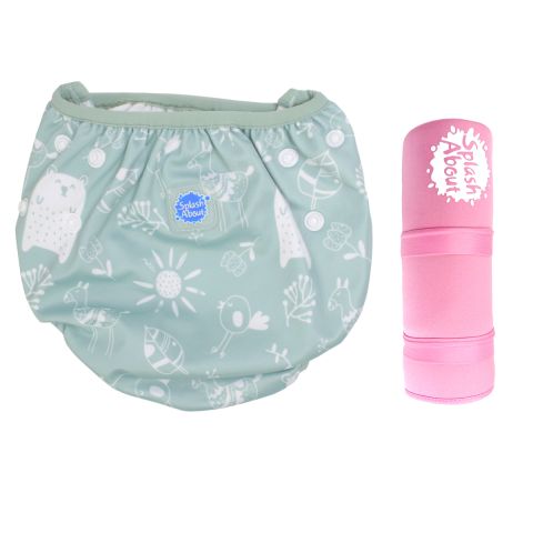 Size Adjustable Swim Nappy Sunny Bear and Pink Changing Mat Bundle