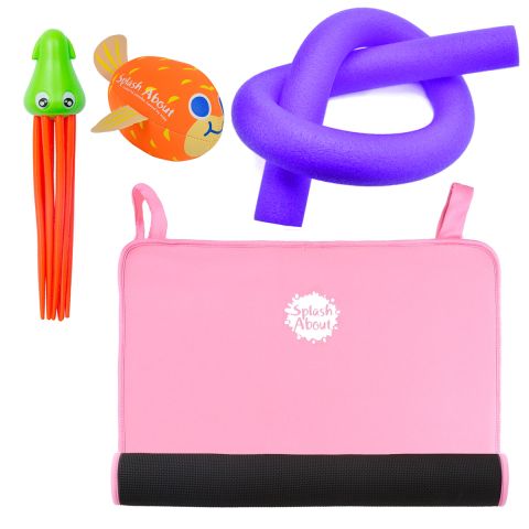 Pufferfish Splash Ball, Squid Dive Toy, Pool Noodle and Changing Mat Mini Bundle