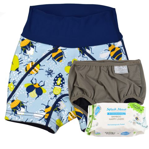 Bugs Life Splash Jammers, Silver Lining Nappy Wrap and Liners Bundle