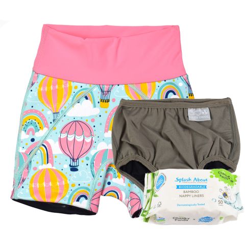 Up & Away Splash Jammers, Silver Lining Nappy Wrap and Liners Bundle