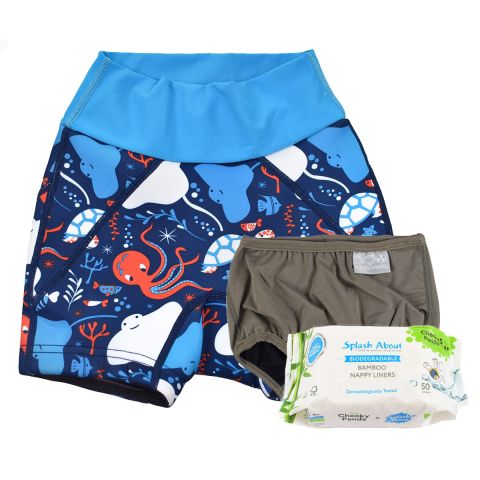 Under The Sea Splash Jammers, Silver Lining Nappy Wrap and Liners Bundle