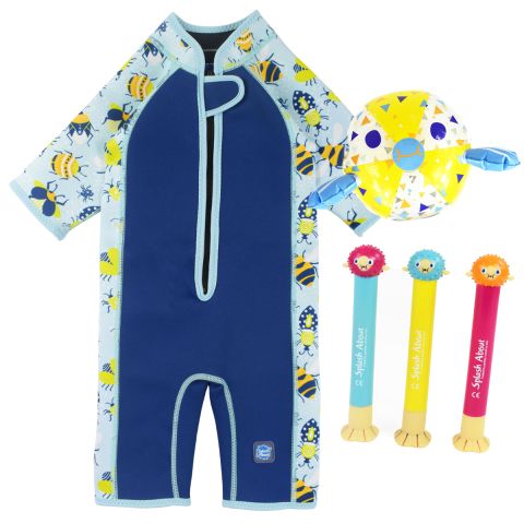 Bugs Life Shorty Wetsuit, Beach Ball and Pufferfish Dive Sticks