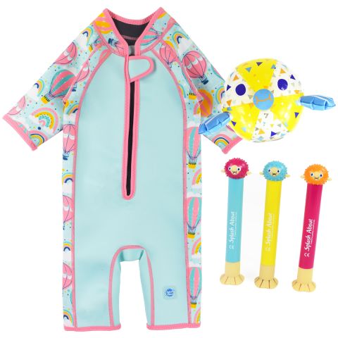 Up & Away Shorty Wetsuit, Beach Ball and Pufferfish Dive Sticks