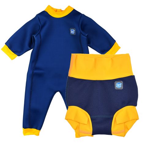 Navy & Yellow Warm In One and Happy Nappy Bundle