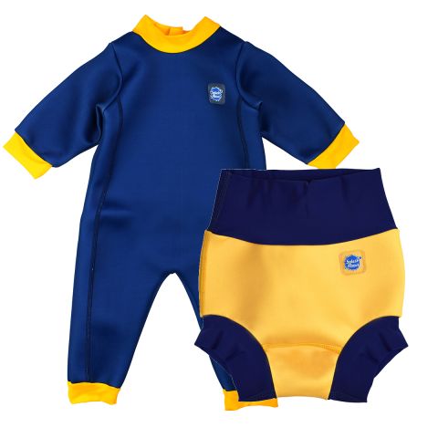 Navy & Yellow Warm In One and Yellow & Navy Happy Nappy Bundle